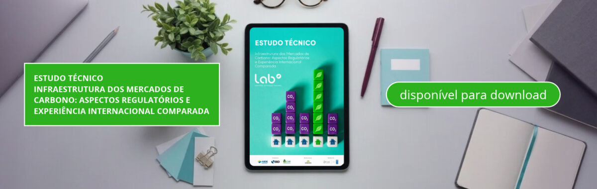 Capa do estudo do LAB sobre infraestrutura e funcionamento do mercado secundário de créditos de carbono e ativos do SBCE.